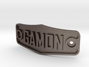 Dog Collar Name Tag in Polished Bronzed Silver Steel