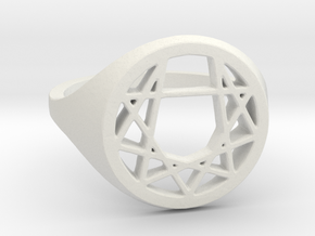 Enneagram Ring - Size 8.5 (18.54 diameter) in White Natural Versatile Plastic