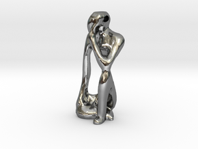 Thinking Man Pendant in Polished Silver