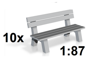 1:87 H0 - 10x Parkbank / Park Bench - Modelleisenb in Tan Fine Detail Plastic