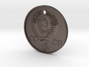 Elektro Coin Pendant in Polished Bronzed Silver Steel