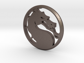 Mortal Kombat Medallion in Polished Bronzed Silver Steel