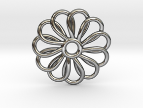 Abp01 Flower Pendant in Fine Detail Polished Silver