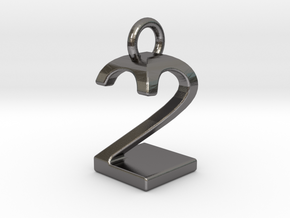 22 2 - Two way letter pendant in Polished Nickel Steel