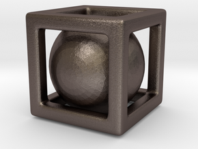 Ball In A Box in Polished Bronzed Silver Steel