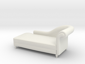 Miniature 1:48 Chaise Lounge in White Natural Versatile Plastic