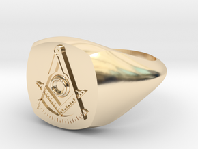 Masonic Past Master Ring W/ Diamond in 14K Yellow Gold