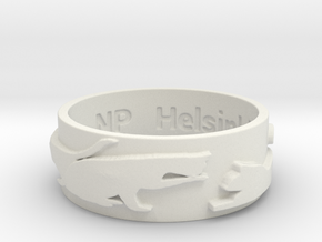 Cat Silhouette Ring (size by request) in White Natural Versatile Plastic