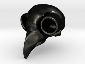 Flame Owl Skull Pendant in Matte Black Steel
