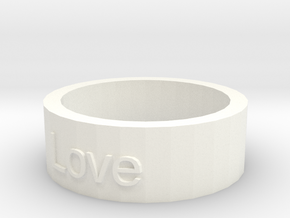 "Love" Ring in White Processed Versatile Plastic