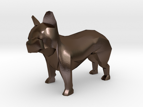 Low Poly French Bulldog in Polished Bronze Steel