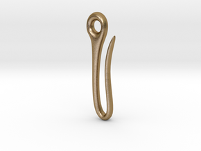 Fish hook key chain in Polished Gold Steel