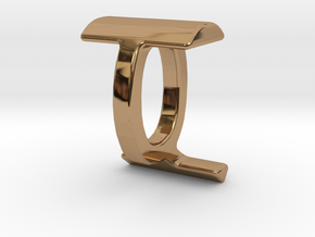 Two way letter pendant - IQ QI in Polished Brass