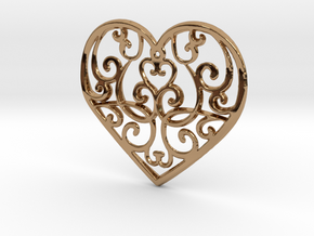 Christmas Heart Ornament in Polished Brass