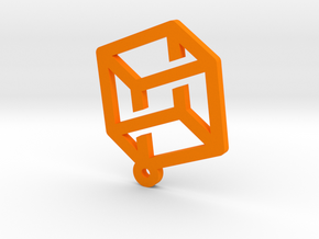 Cube thing earring in Orange Processed Versatile Plastic
