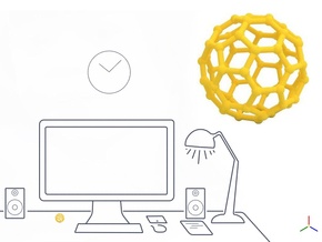 Buckyball - DeskToys in Yellow Processed Versatile Plastic