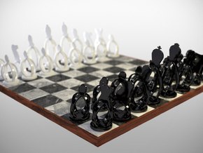 Wireframe Chess set in Black Natural Versatile Plastic