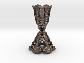 Facet Candlestick in Polished Bronzed Silver Steel