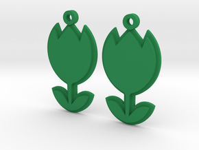 Tulip Earrings Thick in Green Processed Versatile Plastic