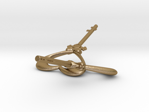 Chained Your Hearts Keys (Two Hearts interlocking) in Polished Gold Steel