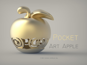 Pocket Art Apple in 18k Gold Plated Brass