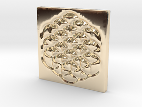 Flower of Life Square Pendant in 14K Yellow Gold