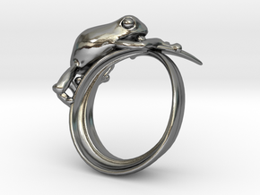 Frog ring 15mm in Polished Silver