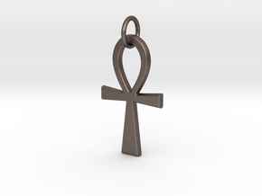 Ankh Pendant or Keychain in Polished Bronzed Silver Steel