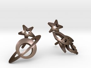 Earrings - Rocket beyond Barriers in Polished Bronze Steel