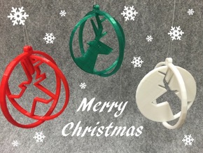 Deer ring 3 for Christmas in White Processed Versatile Plastic