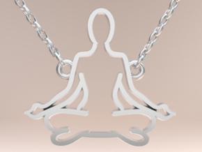 Meditation Yoga Lotus Pose in Polished Silver