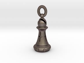 Chess Bishop Pendant in Polished Bronzed Silver Steel