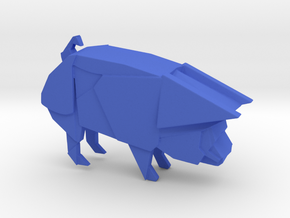 Origami Pig in Blue Processed Versatile Plastic