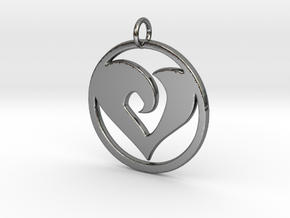 Heart Amulet in Fine Detail Polished Silver