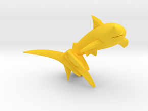 Key Chain - Jumping Shark  in Yellow Processed Versatile Plastic