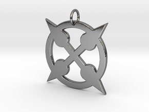 Spikey Punk Amulet in Fine Detail Polished Silver