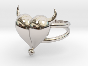 Size 11 Evil Heart Ring in Rhodium Plated Brass