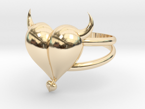 Size 8 Evil Heart Ring in 14k Gold Plated Brass
