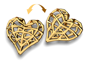 Doublesided Skeleton Heart in Polished Gold Steel