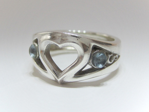 Heart Ring(inner diameter of ring17.4mm) in Polished Silver