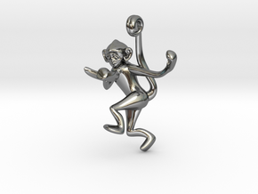 3D-Monkeys 213 in Fine Detail Polished Silver