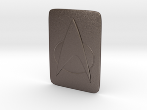 Saturn Hood Emblem Star Trek TNG Insignia in Polished Bronzed Silver Steel