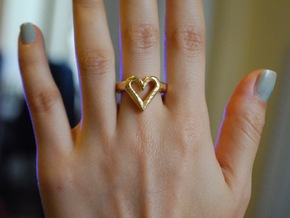 FLYHIGH: Open Heart Ring 19mm in Polished Gold Steel