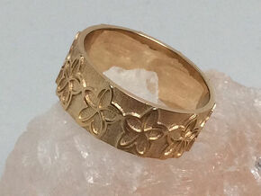 Plumeria Flower Ring Size 8 in 14k Gold Plated Brass