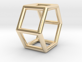 0421 Hexagonal Prism (a=1cm) #001 in 14K Yellow Gold