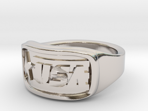 Ring USA 49mm in Rhodium Plated Brass