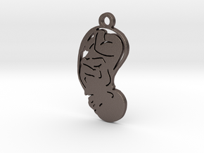 Birth Pendant *Large* in Polished Bronzed Silver Steel