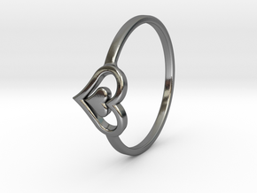 Heart Ring Size 8.5 in Polished Silver