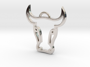 Bull Head Pendant in Rhodium Plated Brass