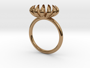 Annie Ring, very small bloom ring in Polished Brass